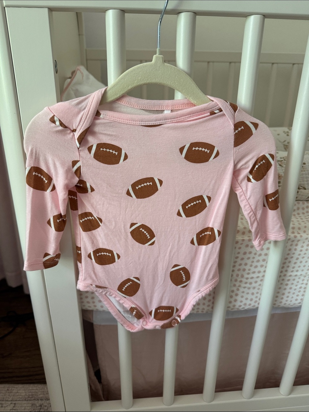 Angel Dear Pink Football Print One-Piece Bodysuit